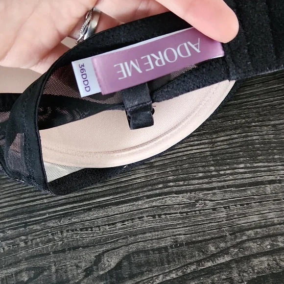 Adore Me Emanuelly Lace Pushup Bra - Black and Pink - Picture 3 of 5